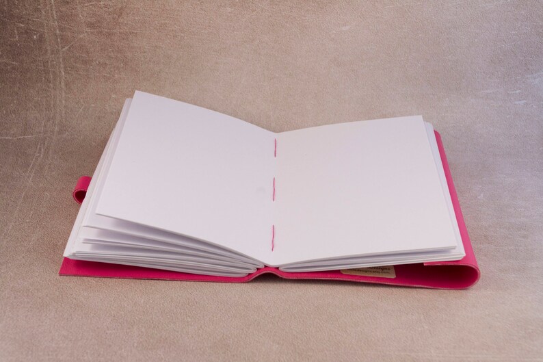 Pink faux leather journal sketchbook, writing journal, cute journal book, pink sketchbook, unique notebook A6 travel journal image 5