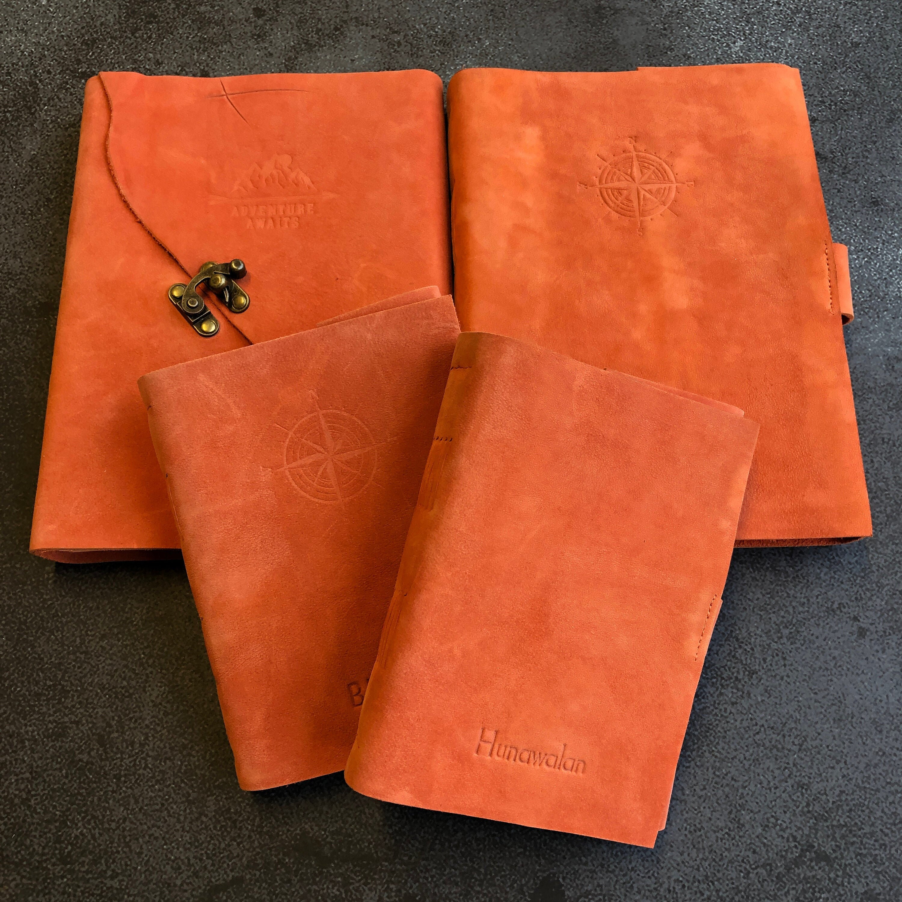 Personalised Orange Leather Journal Gift for Her Travel Etsy