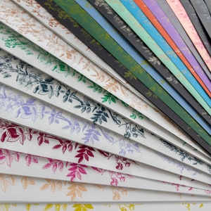 Silkscreen print floral scrapbook paper, endpaper for bookbinders