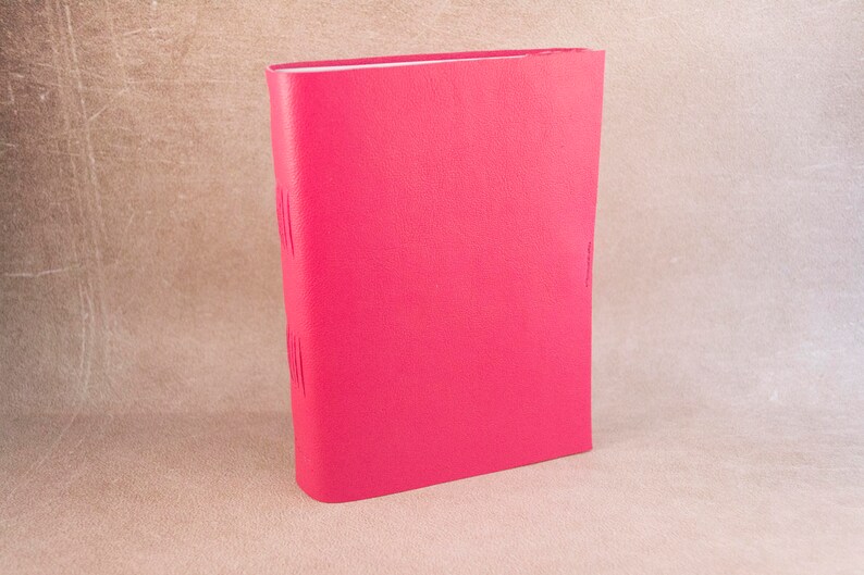 Pink faux leather journal sketchbook, writing journal, cute journal book, pink sketchbook, unique notebook A6 travel journal image 6