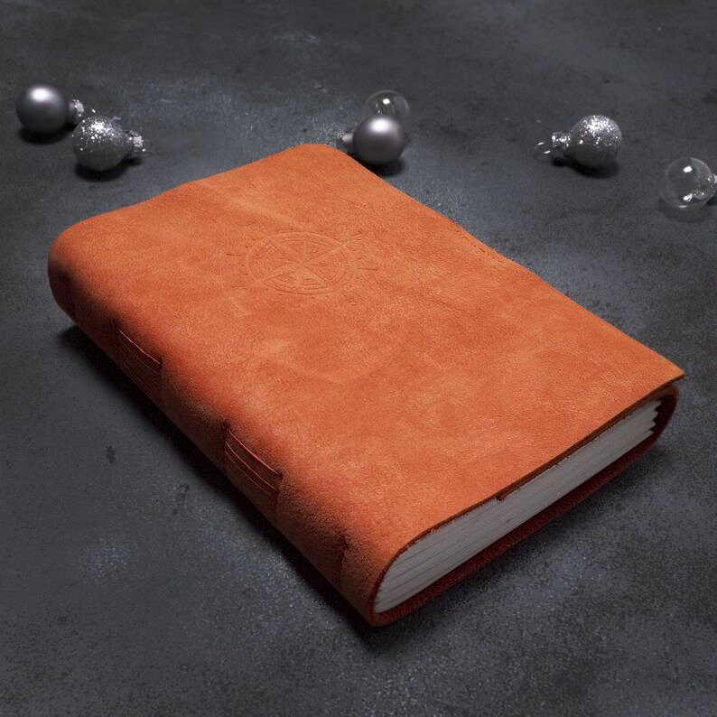 Personalised Orange Leather Journal Gift for Her Travel Etsy