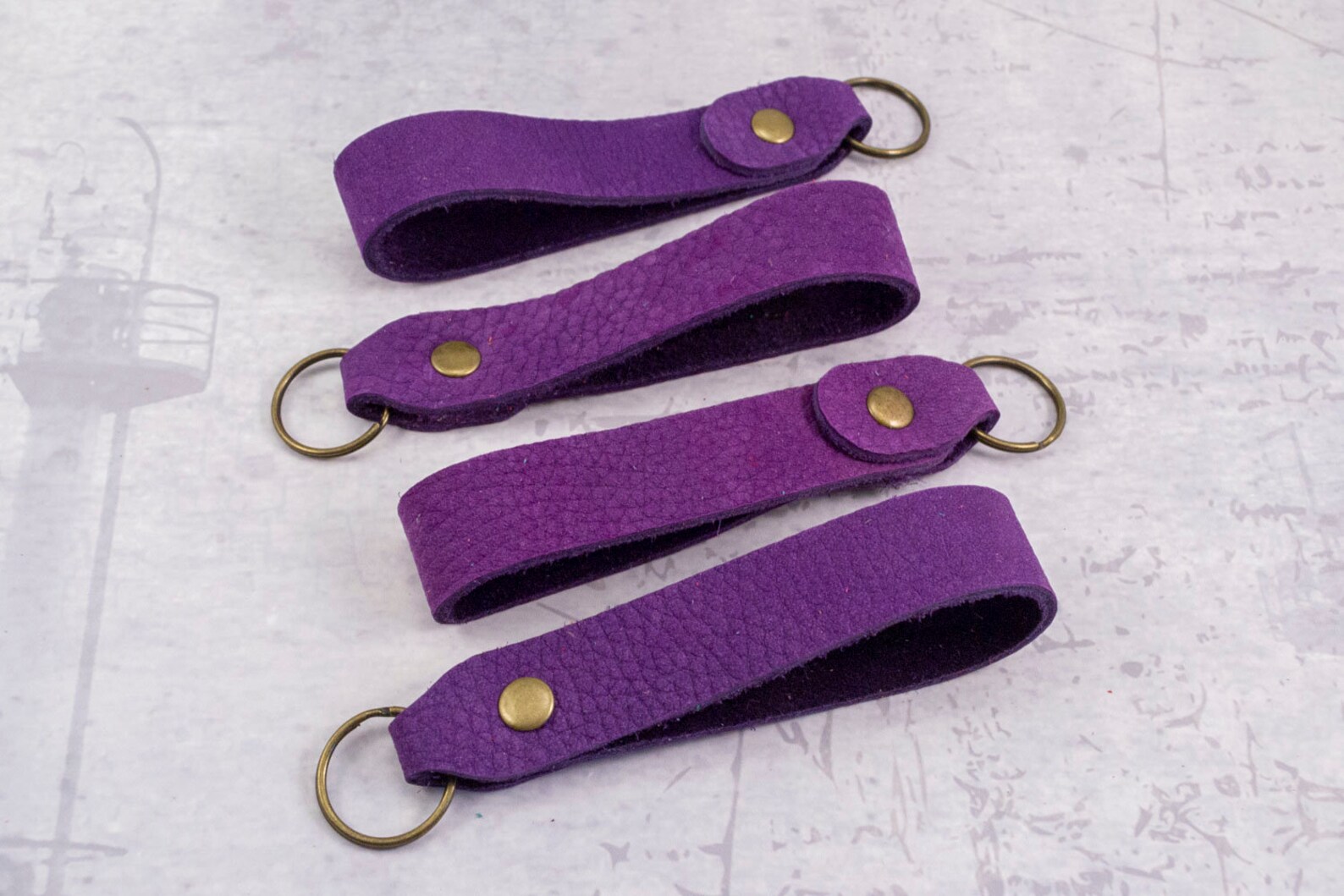 Personalized Gift Purple Keychain Personalised Leather Etsy