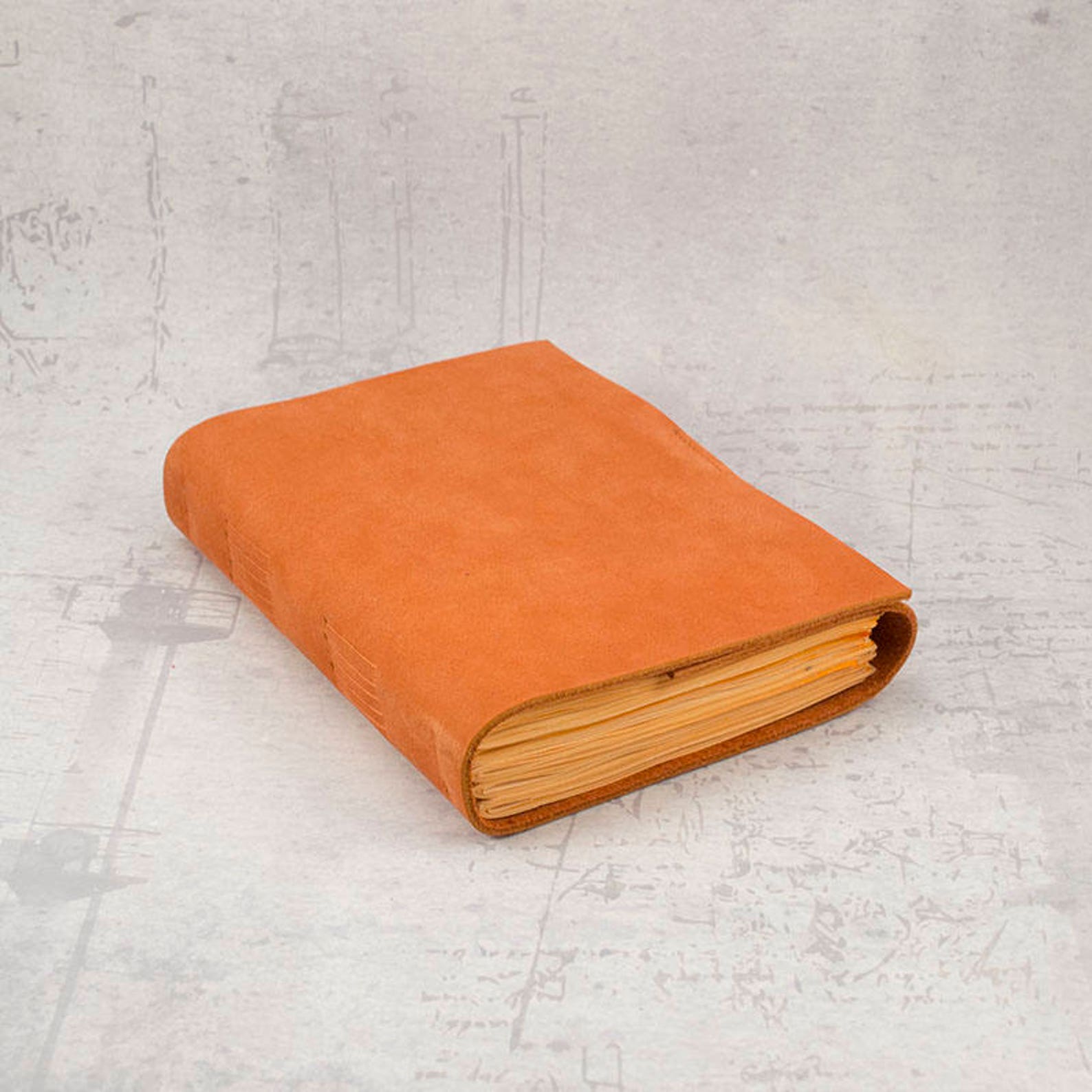 Personalised Orange Leather Journal Sketchbook Junk Journal Etsy