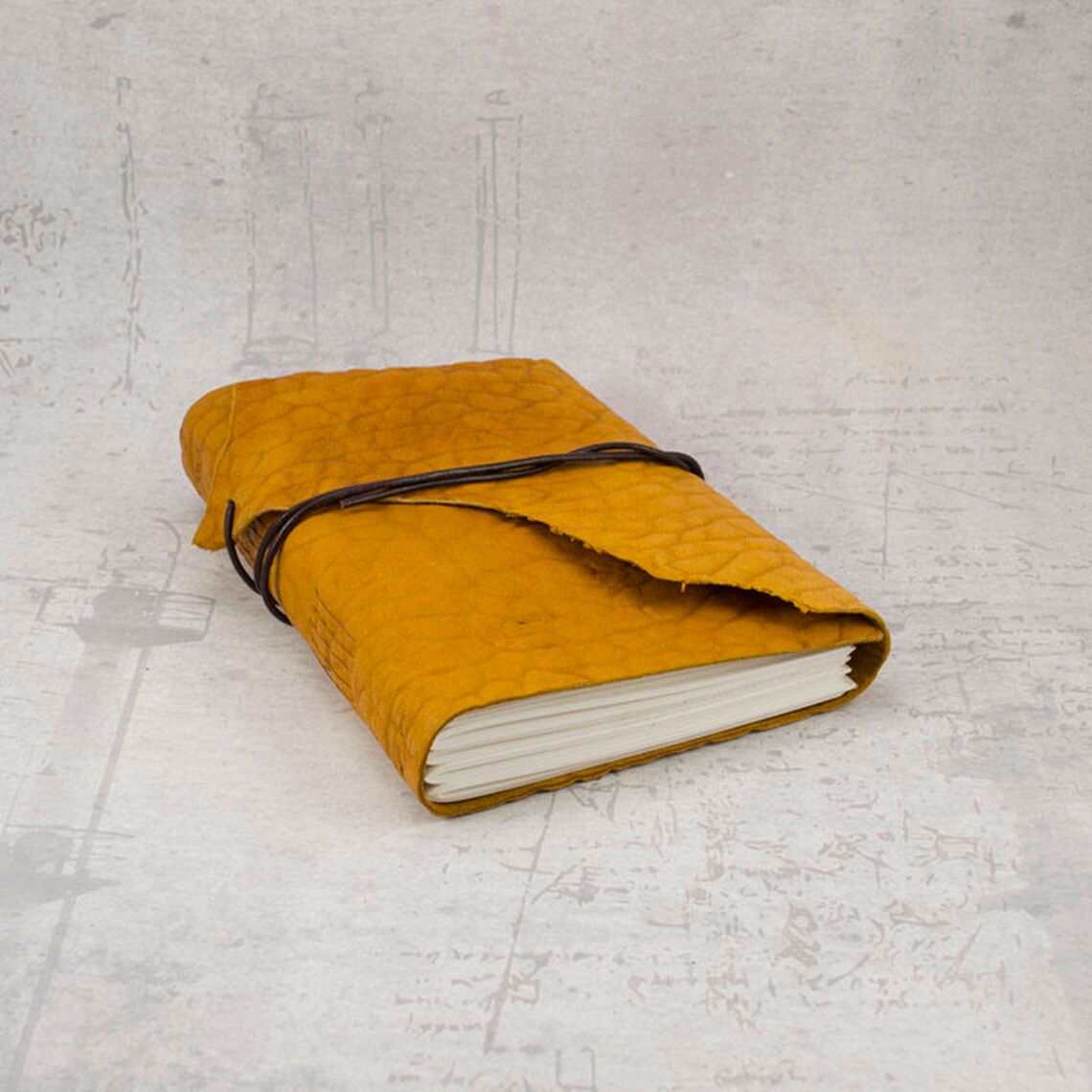 Orange Leather Journal Embossed Sketchbook Unique Notebook Etsy