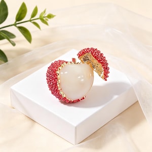 Enamel Lychee Brooch Imitation White Jade Fruit Lapel Pin Cute Anti Exposure Collar Fastener Sweet Food Jewelry Gift For Women