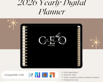 2026 Digital Planner Dated | Minimalist Journal for Productivity and Goal Setting