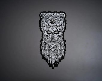 Bear Totem Large Embroidered Back Patch – Iron On Biker Vest Applique