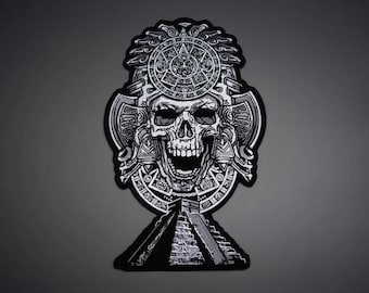Pyramid Skull Embroidered Back Patch – Large Iron-On Biker Vest Applique