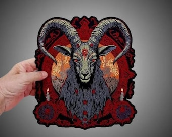 Baphomet Goat Embroidered Back Patch – Satanic Gothic Iron-On Applique