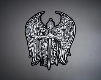 Angel Knight Embroidered Back Patch – Iron On Biker Vest Applique