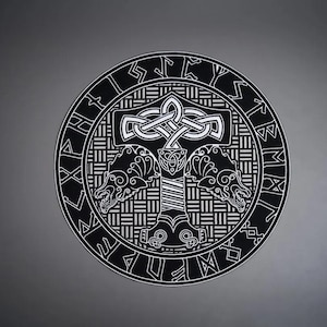 Viking Thor Embroidered Back Patch – Large Iron-On Biker Vest Applique