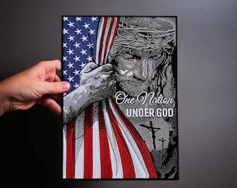 Jesus Usa Flag Embroidered Patch – Patriotic Biker Vest Applique (Iron On)