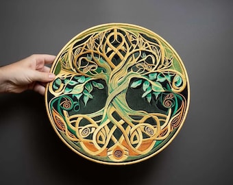 Celtic Tree of Life Embroidered Back Patch – Large Iron-On Biker Vest Applique