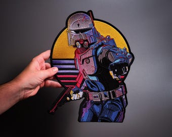 Boba Fett Star Wars Mandalorian Embroidery Embroidered Patch — Iron On Applique for Biker Vest, Jacket & Denim