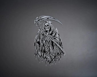 Large Embroidered Reaper Back Patch – Iron-On Biker Vest Applique