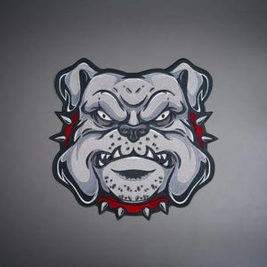Parche grande bordado de bulldog enojado para la espalda: aplique termoadhesivo para chaleco de motociclista y chaqueta de cuero.