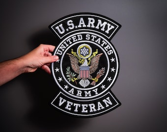 Us Army Veteran Large Embroidered Back Patch — Iron On Applique