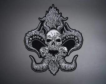 Medusa Skull Large Embroidered Back Patch – Iron On Biker Vest Applique