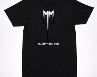 Camiseta negra con el logo de Marilyn Manson, banda de metal gótico industrial (unisex, tallas S-XXL, tela de algodón, estilo urbano de concierto)