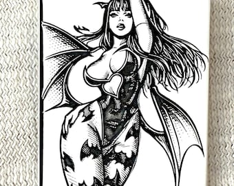 Morrigan Darkstalkers Medal 925 Silver Hand Engraved