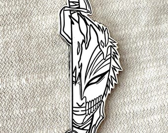 Bleach Ichigo Mask Necklace in 925 Silver – Handmade Anime Pendant, Hollow Mask & Zangetsu Sword, Otaku Jewelry Gift