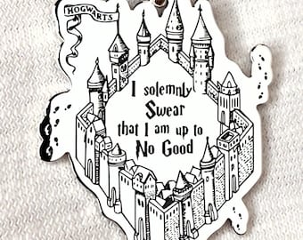 Marauder's Map Necklace Sterling Silver 925 Hogwarts Pendant Handmade Harry Potter Inspired Jewelry Limited Edition