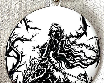 Lady Oscar Medal Rose of Versailles Brambles Handmade Engraved Necklace