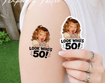 Tatuajes temporales personalizados para el rostro para fiestas de cumpleaños / Tatuajes personalizados con fotos para bodas, despedidas de soltera y celebraciones.