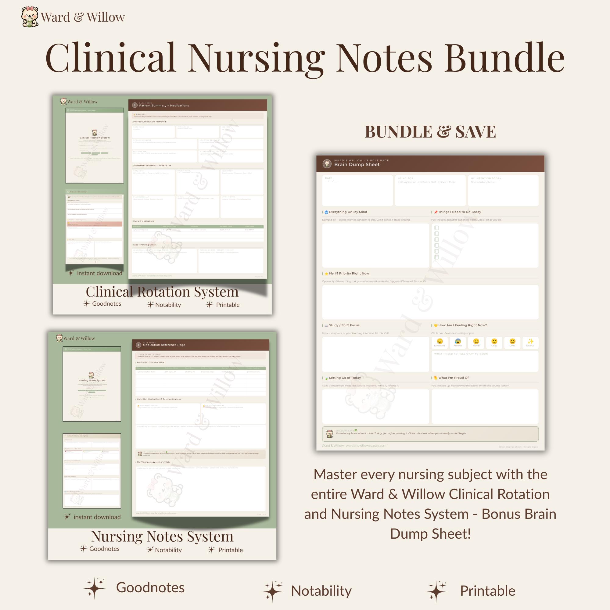 Nursing School Study Bundle | Notes System, Clinical Tracker (PDF ...