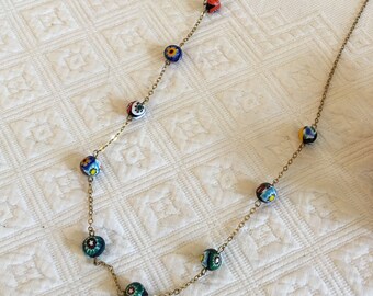 Collana Girocollo Donna Colorata Con Cristalli Arcobaleno E Zirconi | Vintage, Corta, Con Catenina Oro | Gioiello Regalo Per Lei