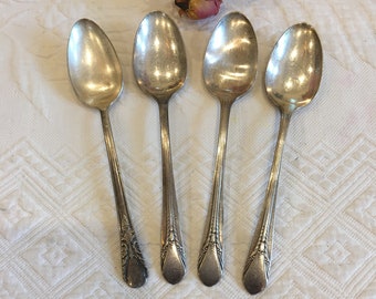 William Rogers Silver Plated Tea Spoons, Avalon Cabin Pattern Set
