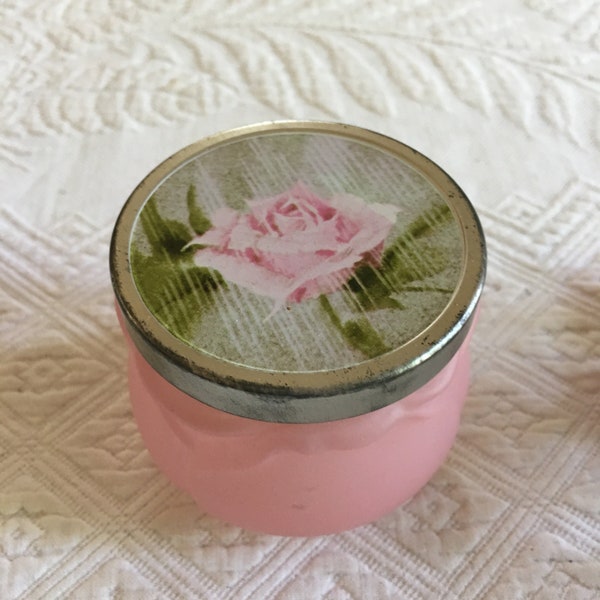 Vintage Avon Pink Rose Shaped Bottle Dew of Roses Perfumed Skin Softener. Lovely Jar for Pins or Trinkets on Dresser.