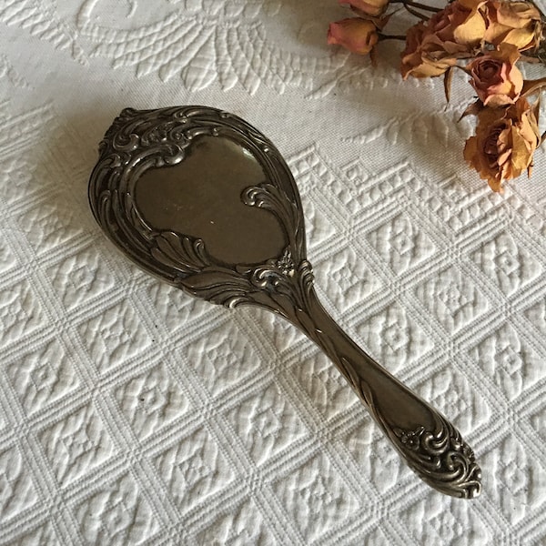 Vintage Silver Plated Fancy Hair Brush. Swirling Molded Designs All Sides. Nylon Bristles. Heavy, Well Made Brush. Good to Use or Decorate.