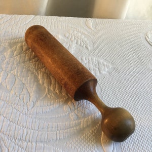 Vintage Wood Pounder, Mallet or Pestle. Hand Made Turned Sieve or Strainer Fruit Pusher. Stand Upright or Lay to Display.