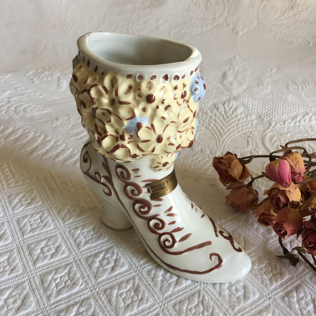 Vintage Ceramic Boot Vase From Dorothy's Ceramics, Jefferson, Iowa