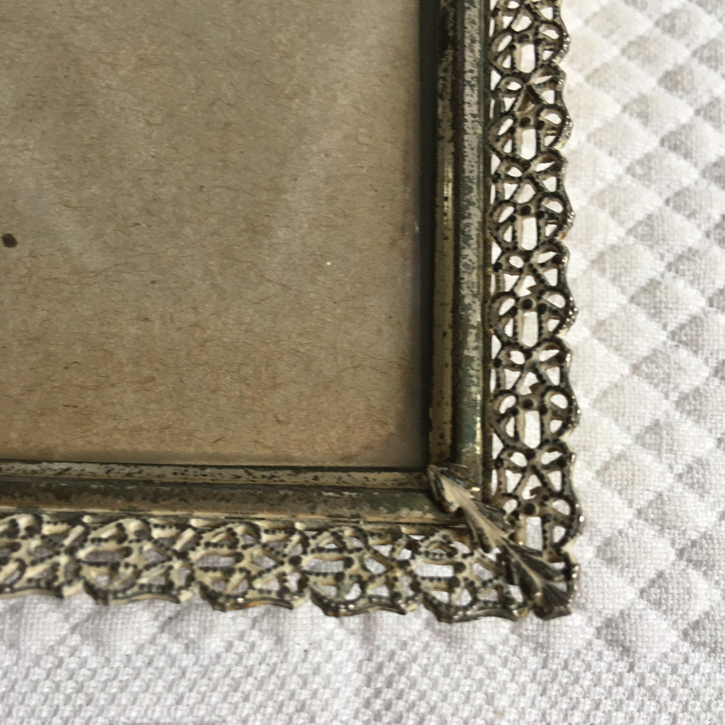 Vintage 1950s Openwork Brass Gold Metal Openwork Frame. Charming