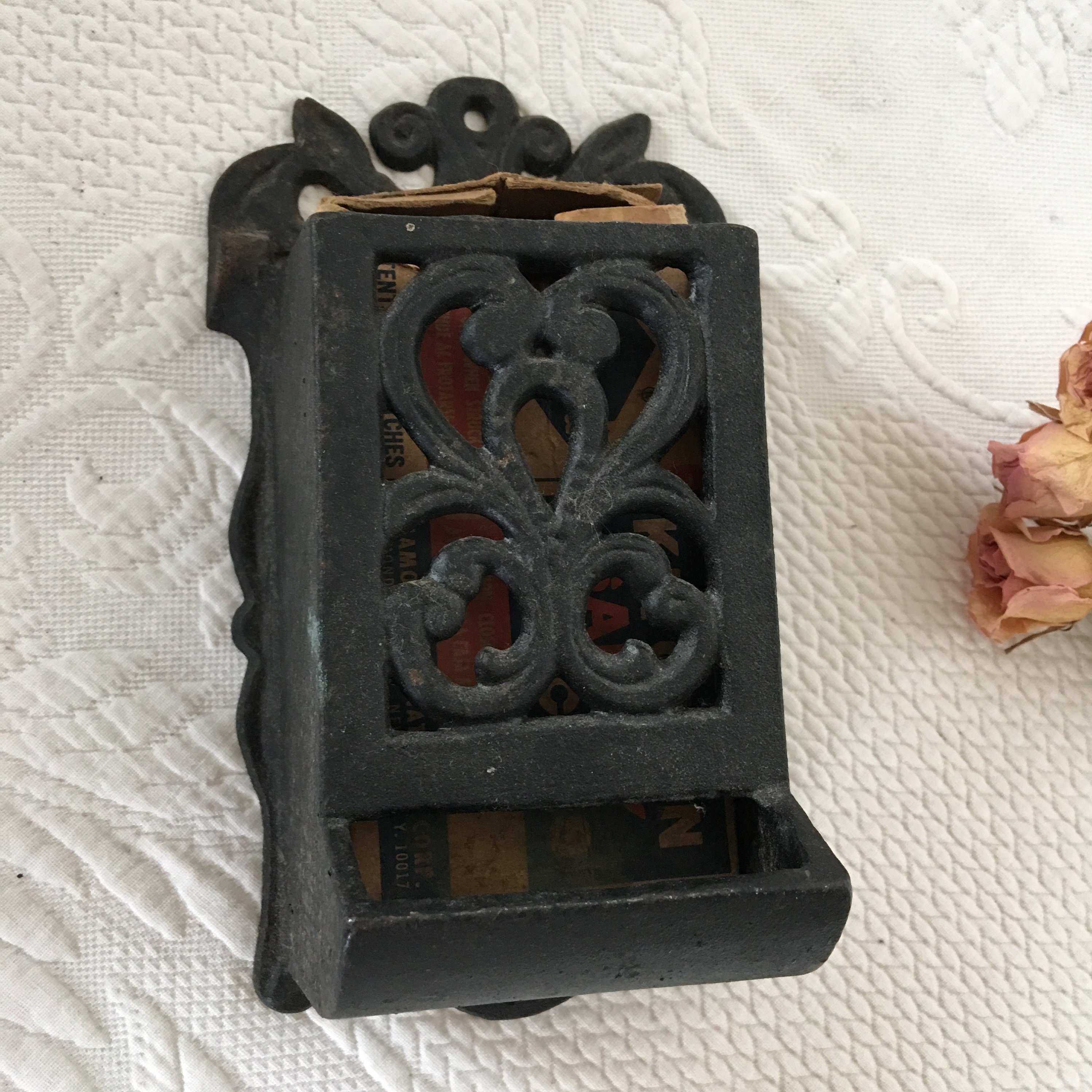 Antique Wall Cast Iron Match Box Holder. Openwork Decorative Etsy