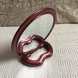 Vintage Adjusting Magnifying and Regular Mirror. Makeup and Shaving Mirror to Adjust for Use and Lays Flat for Storage. Rose Frame.