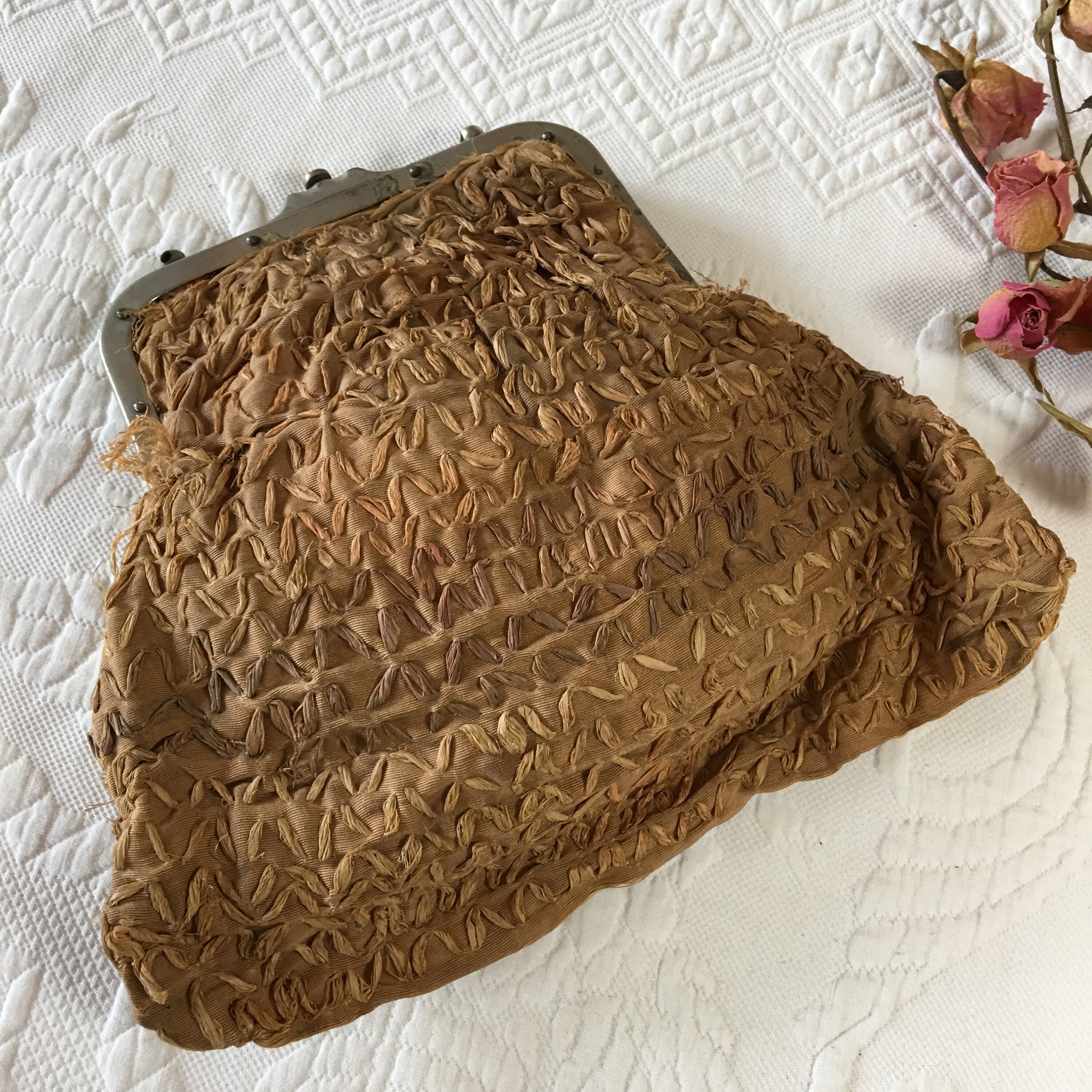 Monedero vintage de tela de rafia. Cierre del botón - Etsy España