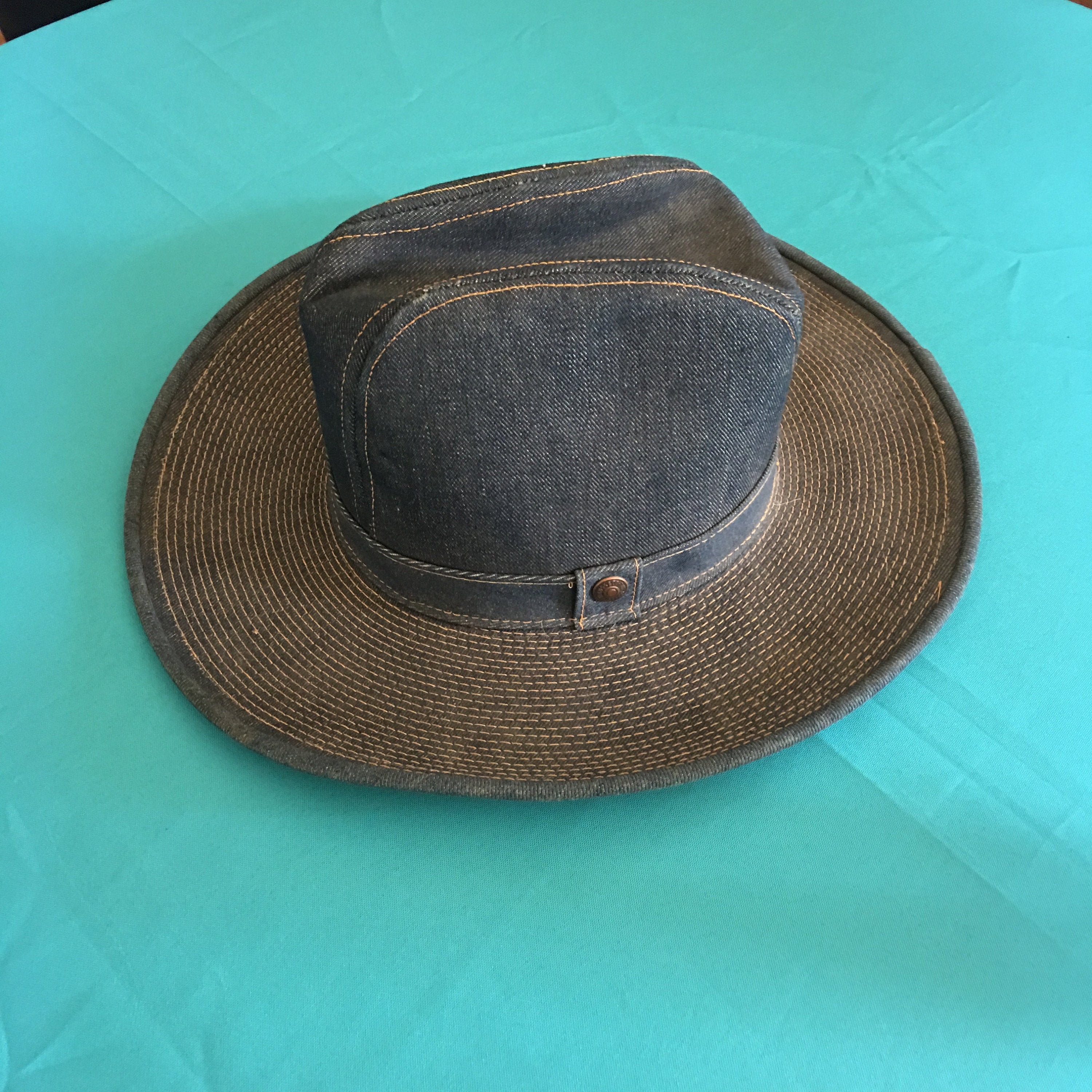 Vintage 1973 Levi Sombrero de Vaquero. Tela de Jeans Etsy España