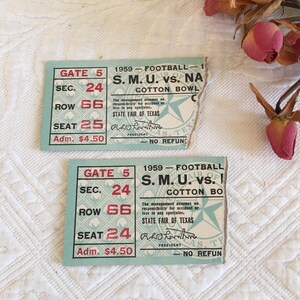 Vintage 1959 Cotton Bowl Sport Fußball Eintrittskarte Stubs. S.M.U. mustangs vs. NA... An der State Fair von Texas in Dallas.