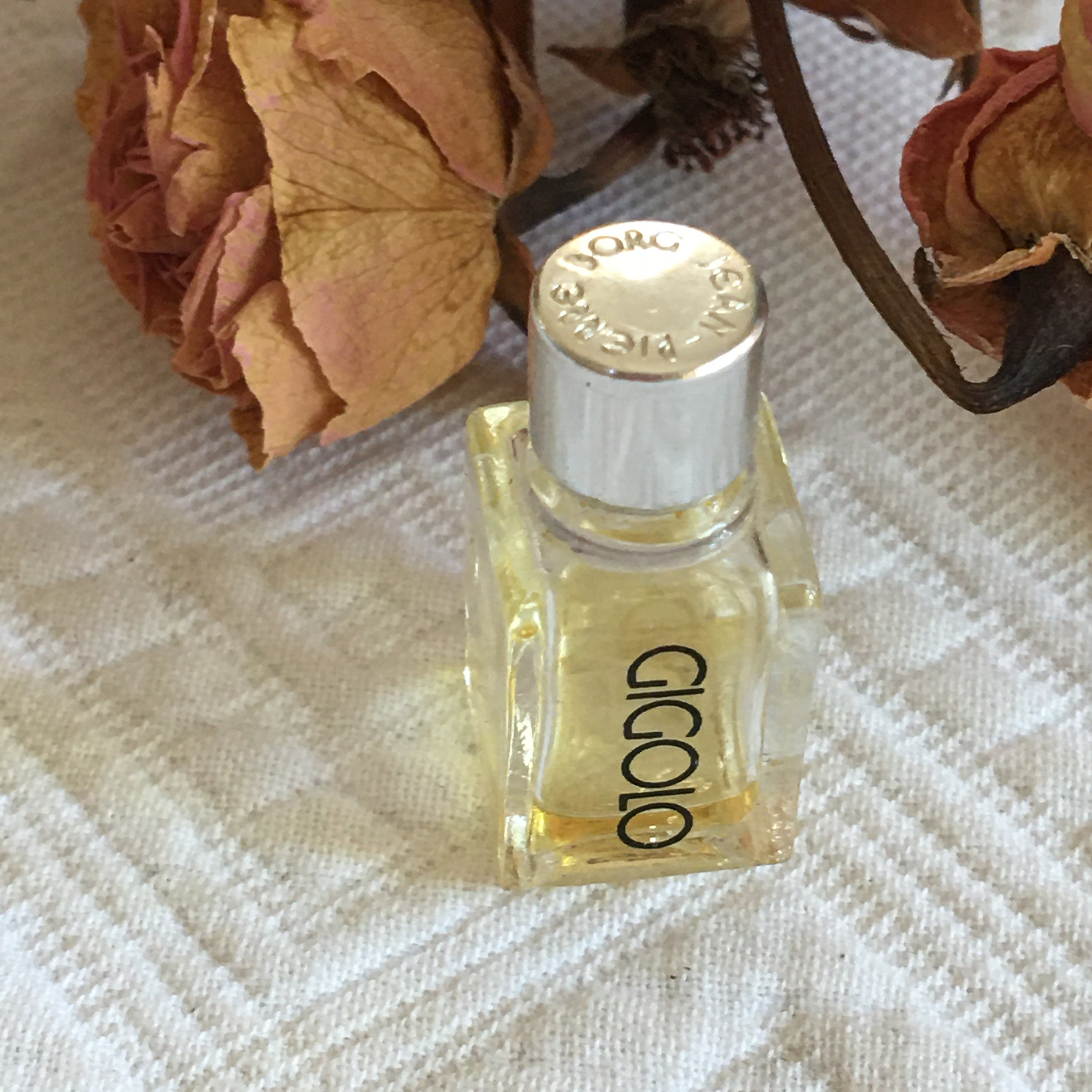 Vintage Mini Perfume Bottle. Fluted Bottle With Gold