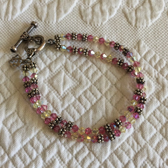 Vintage 925 Pink and Yellow Faceted Stone Bracele… - image 7