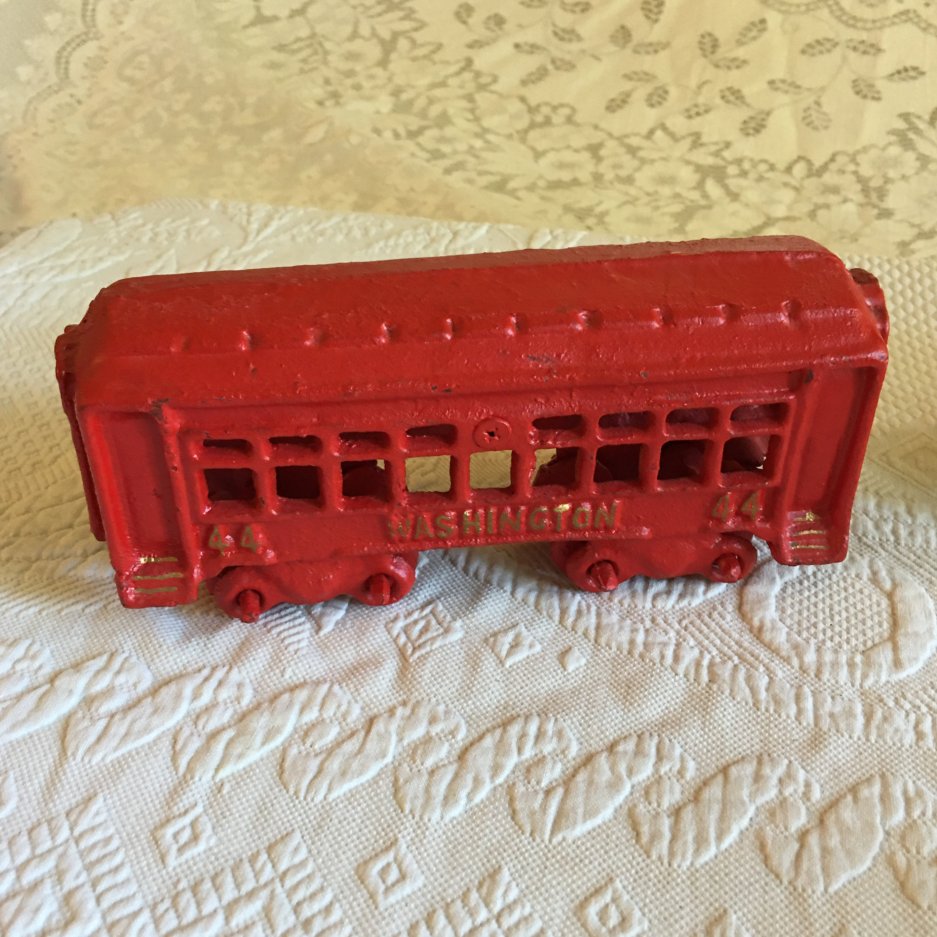 Vintage Cast Iron Train Car With 44 Washington 44 on Both Sides