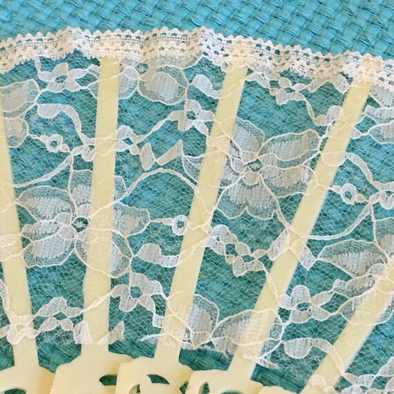 Vintage Creamy White Plastic Lace Fan. Feminine F… - image 4