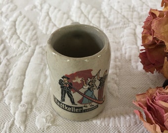 Vintage Mini Stoneware Miniature Mug. Stadtkeller From Lucerne. Swiss Souvenir. Good For Miniature Display.