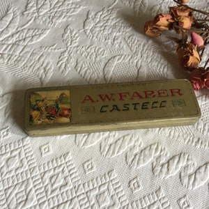 Estuche antiguo de lápices A. W. Faber "Castell". Estuche antiguo alemán.