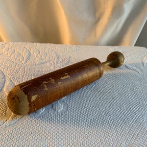 Vintage Rustic Wood Pounder, Mallet or Pestle. Hand Made Turned Sieve or Strainer Fruit Pusher. Stand Upright or Lay to Display.