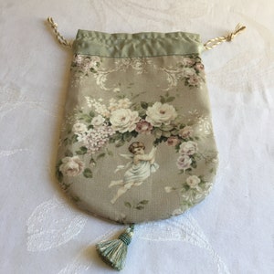 Handmade Cotton and Silk Reticule With Artist Designed Fabric, White ...