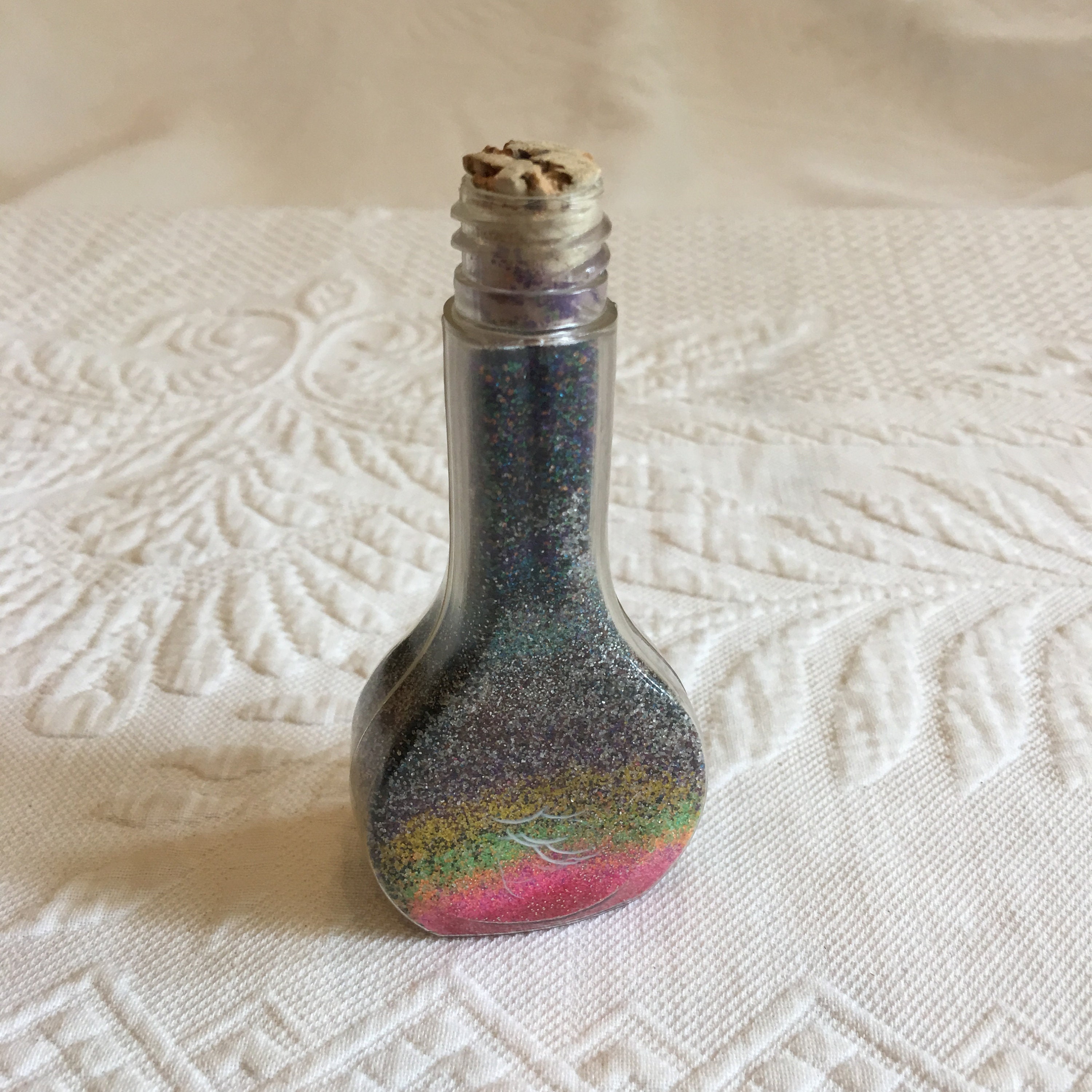 Vintage Sand Art Bottle. Iridescent Glittering Sand in Multi Etsy UK